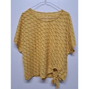 Telinvey Women's Batwing‎ Sleeves Blouse with Self Tie Side Yellow Size M
